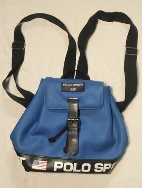 Vintage POLO SPORT USA Blue Flag Unisex Adjustable Strap Mini Backpack Bag
